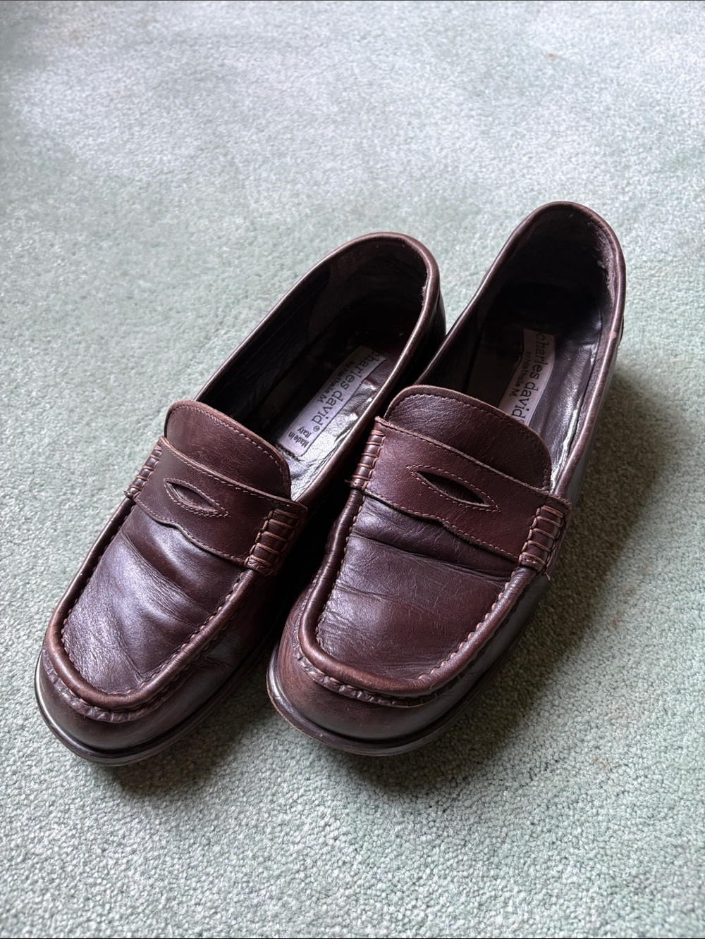 Charles David Dark Brown Leather Penny Loafers